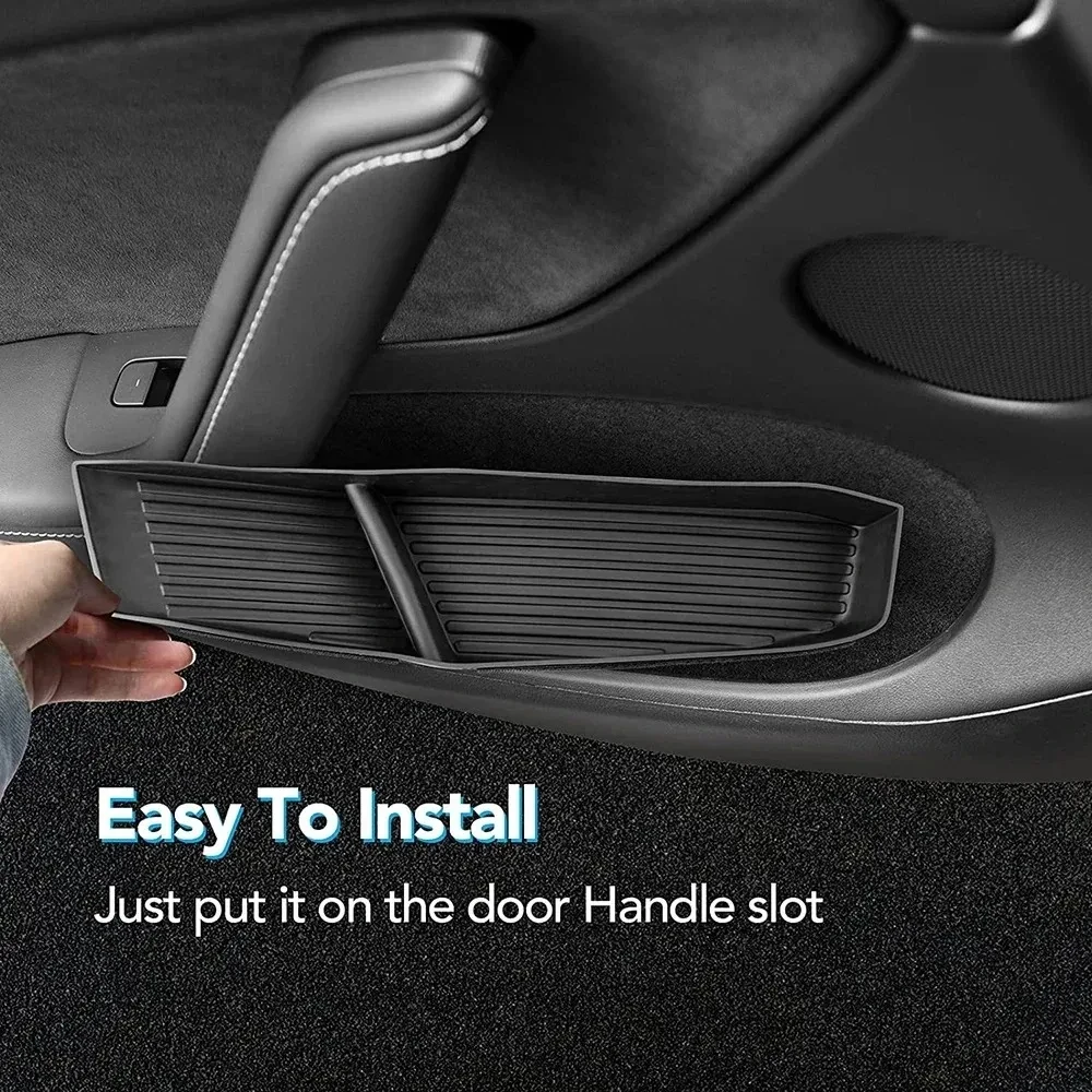 Tesla Model 3/Y Door Side Storage Box Anti-Dust Armrest Tray Organizer Front Rear Door Handle Accessory for Enhanced Vehicle Org 