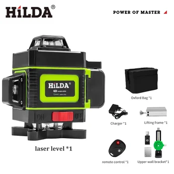 HILDA 16 lines green 4D laser horizontal 360 self-leveling vertical and horizontal Ultra-strong green light beam laser level