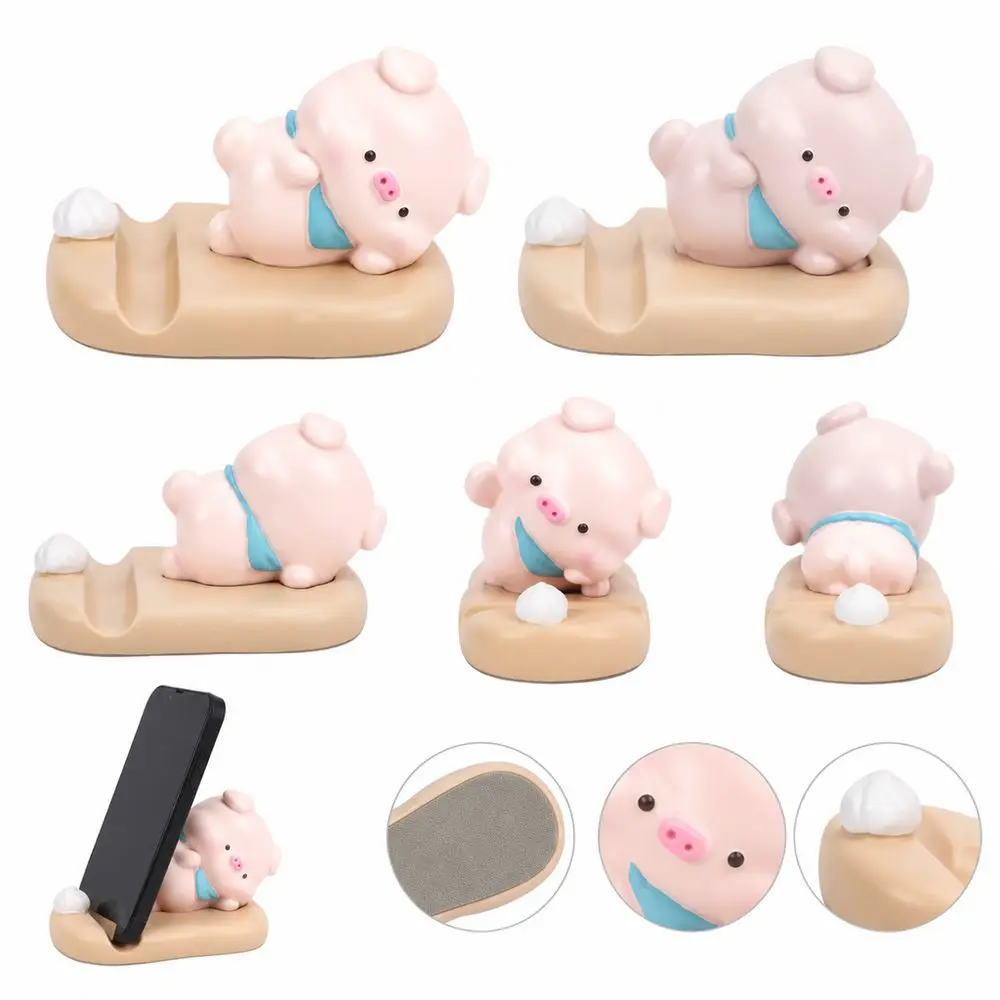 Cute Resin Cell Phone Stand Multi-Purpose Cartoon Animal Phone Holder Tablet Accessory Lying Pose Mobile Holder Giving
