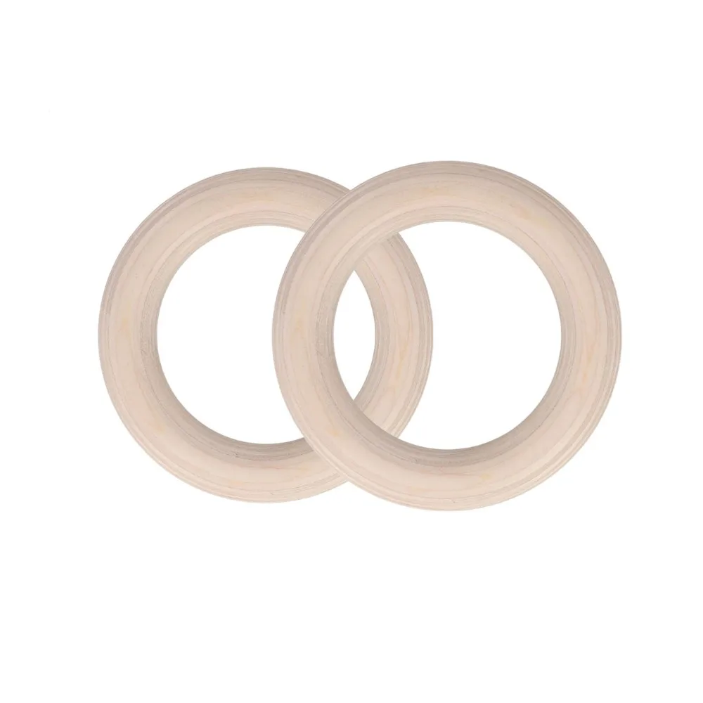 

2Pcs Solid Wood Gym Hanging Rings Non-Slip Multi-Size Fitness Hoop Durable Heavy Duty Pull Up Workout Rings Indoor Workout