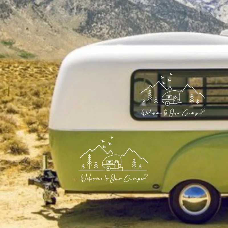 

Welcome To Our Camper Decals Motorhome Vans Decor Vinyl Funny Car Stickers Accessories Waterproof Tunning VinylParts