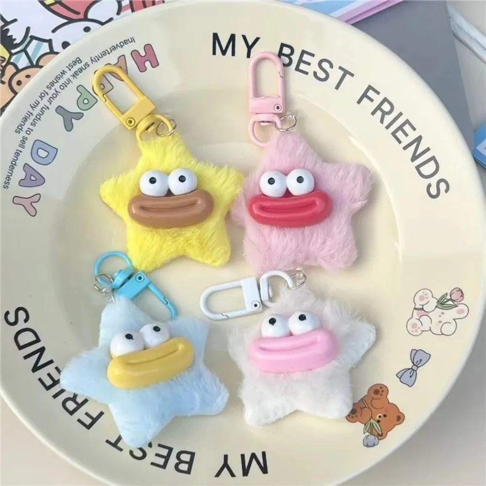 

New Sausage Mouth Funny Star Keychain Cartoon Colorful Keychains Bag Accessories Plushies Toy