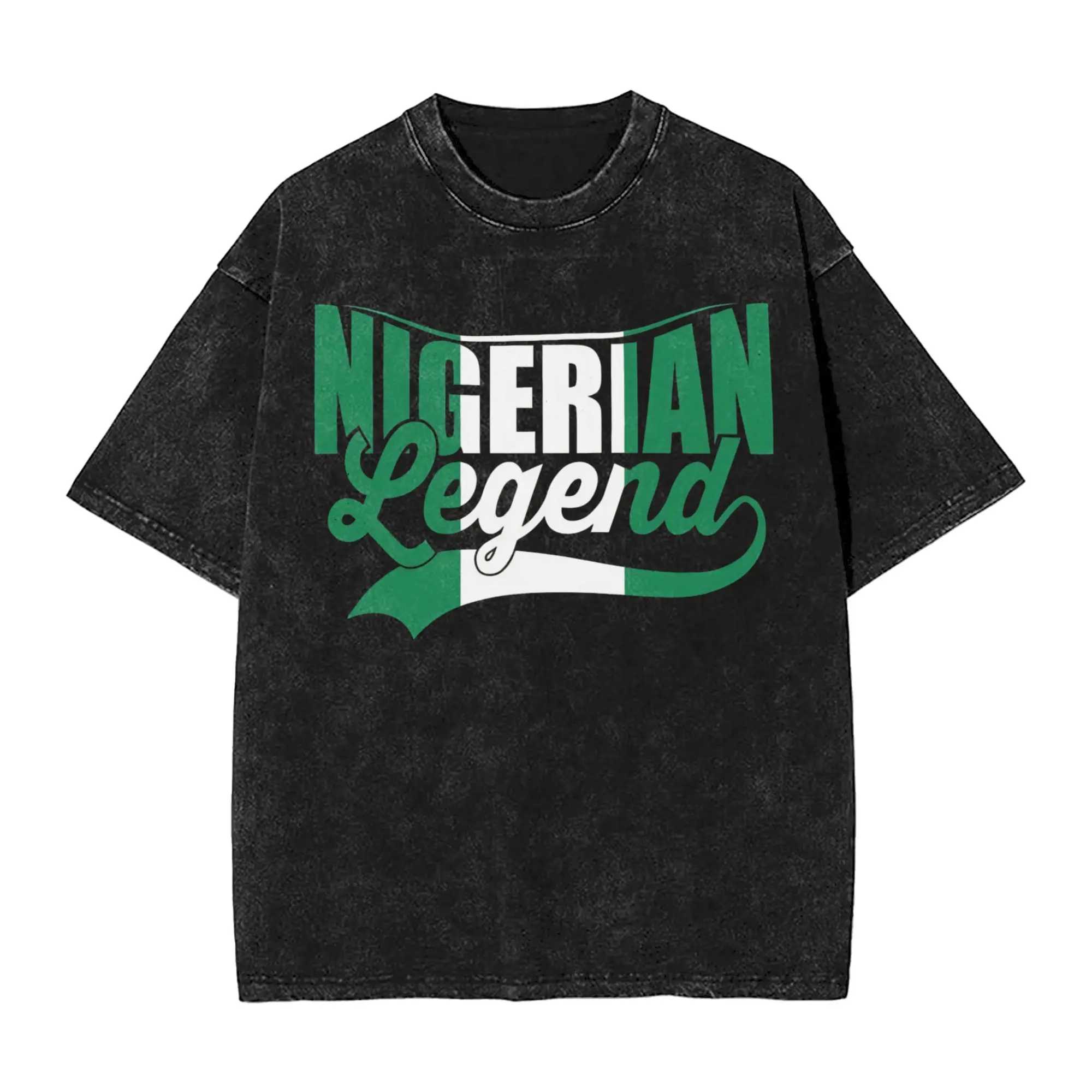Harajuku Washed Shirts Nigerian Pride Nigerian Legend Nigeria Flag  Merch Fashion T-Shirts Oversize  Streetwear Short Sleeve
