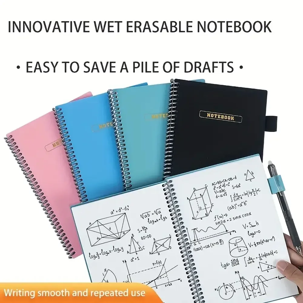 A5 Reusable Notebook Waterproof Erasable Spiral Notepad Hardcover Student Drawing Book Planner Book Whiteboard Spiral Notebook