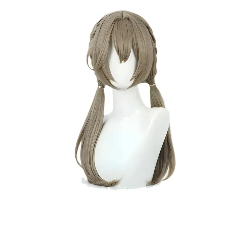 Genshin Impact: peruca cosplay Star Rail Qingque com couro cabeludo simulado e tranças duplas