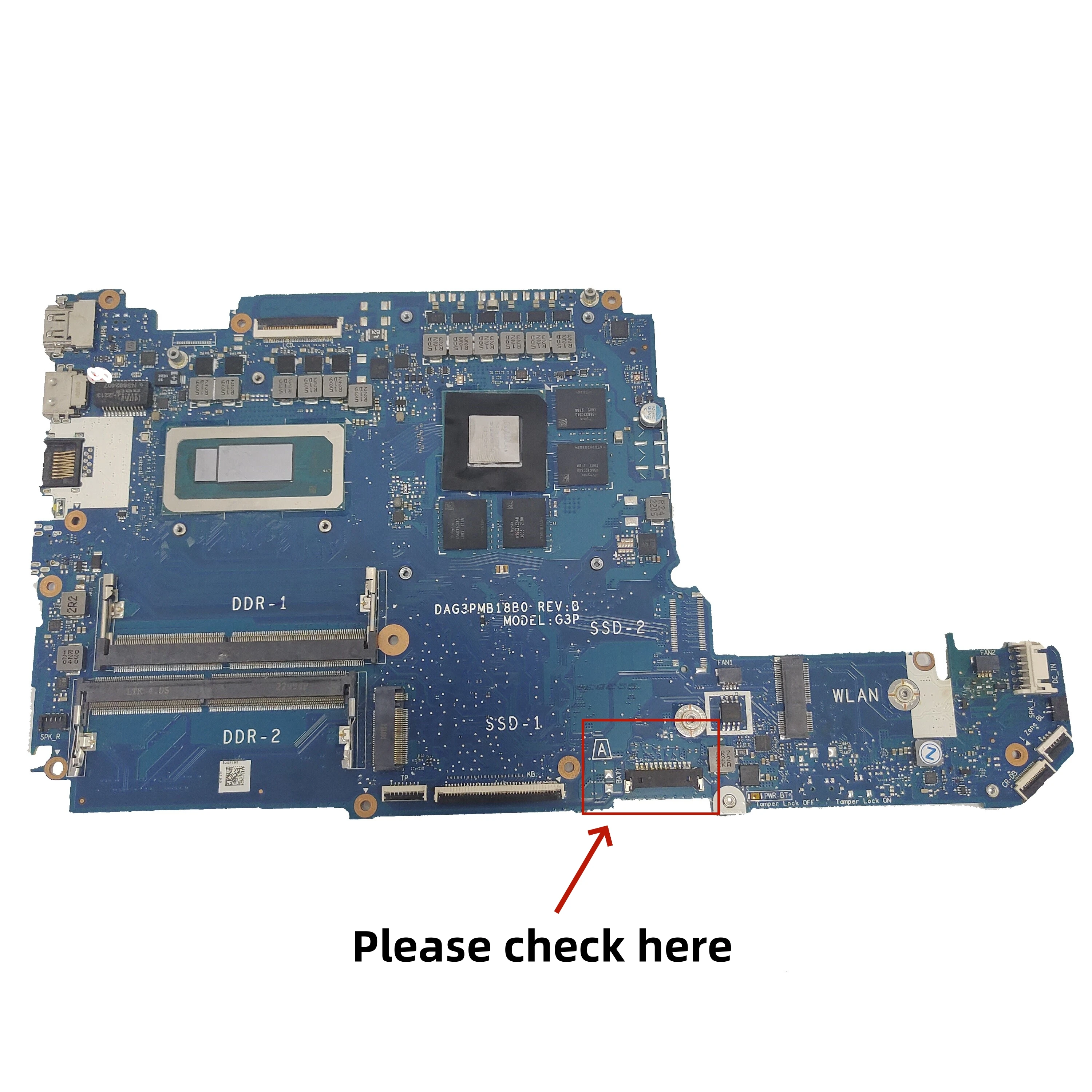 USED Laptop motherboard DAG3PMB18B0 REV:B FOR HP 15-FA  i5-12450H	RTX3050 4GB Fully Tested and Works Perfectly