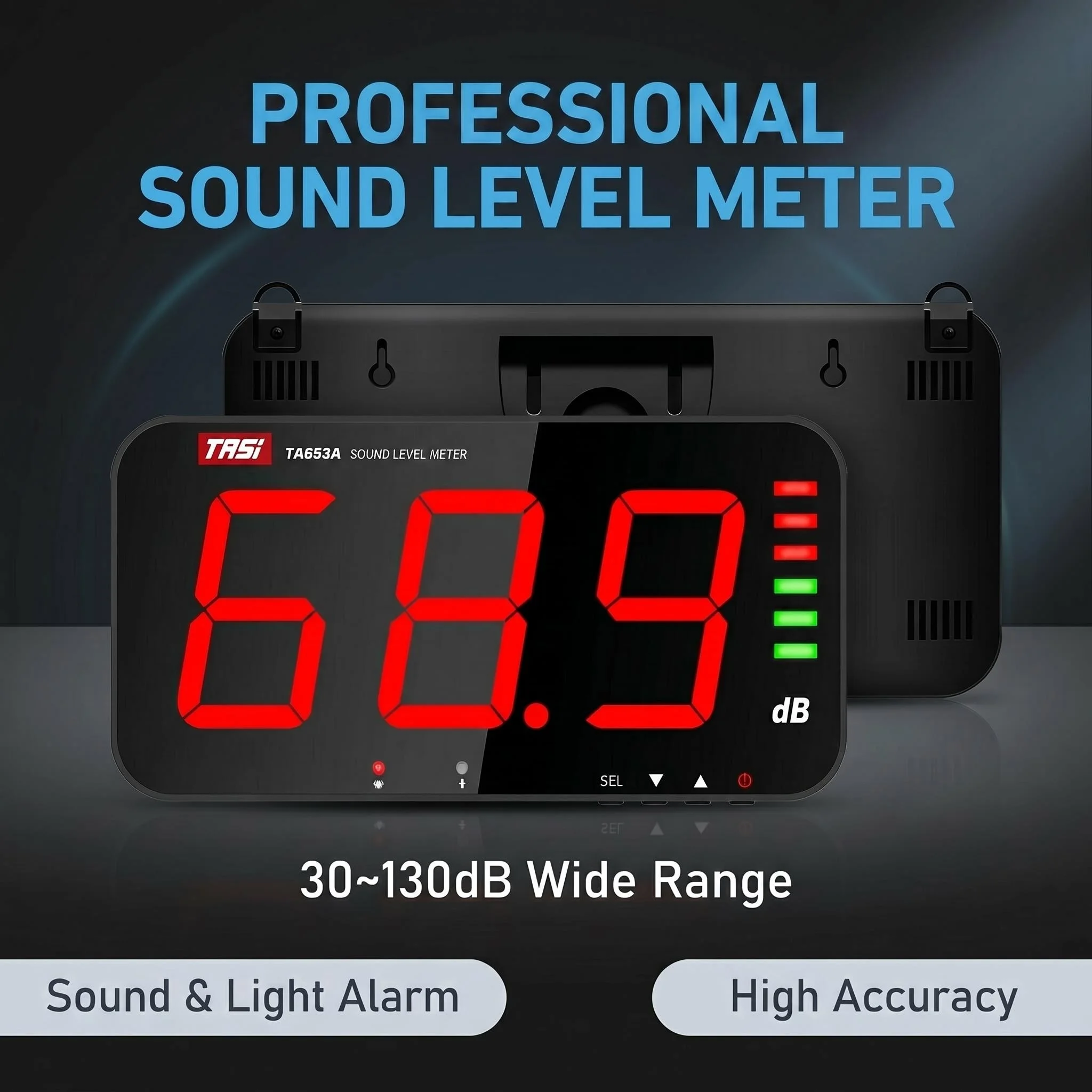 TASTI Digital Sound Level Meter Noise Detector 30-130dB with External Alarm Output Data Storage for Industrial Environmental Tes