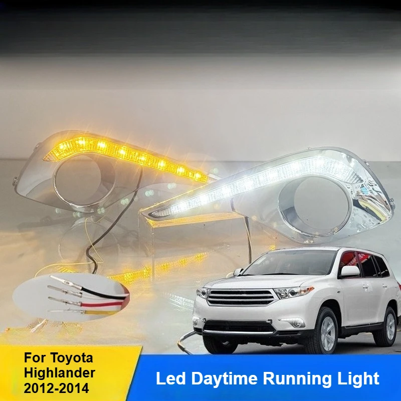 

For Toyota Highlander 2012 2013 2014 Led Daytime Running Light Front Fog Lamp Flowing Turn Signal Light Modification Accessories