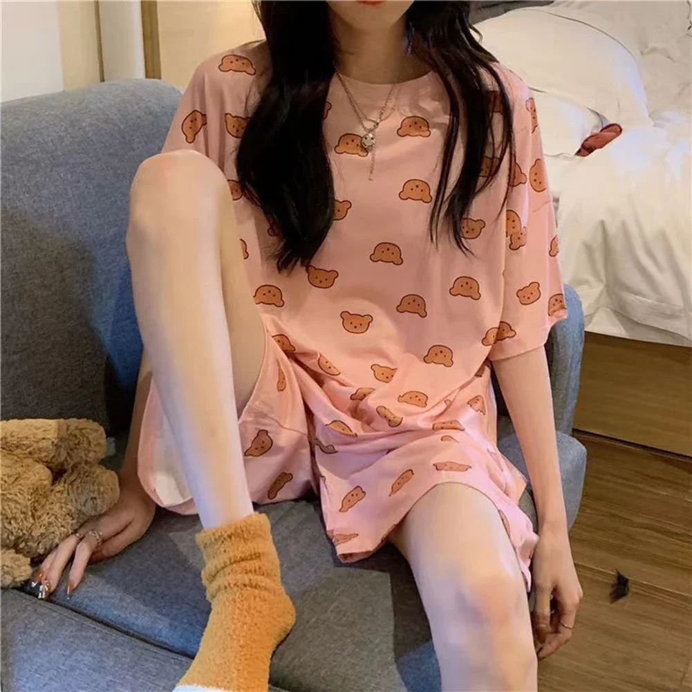Womens Cute Printed Loose Pajamas Shorts Tops Two-piece Home Clothes Flirty Casuals Camis Top And Shorts Sets Loungewear