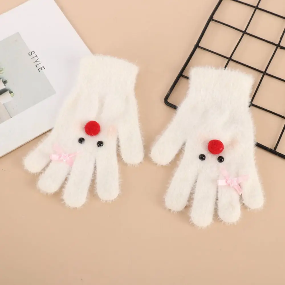 Elasticity Women Winter Warm Gloves Bow-knot Protection From Cold Warm Riding Gloves Snowman Windproof