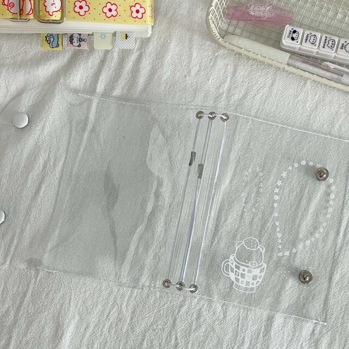 WAKAWAKA TN Binder Dotty Teacup Bear Buku Catatan Lucu untuk Paspor TN/Standar TN untuk Seni Kerajinan DIY Album Jurnal Perencana