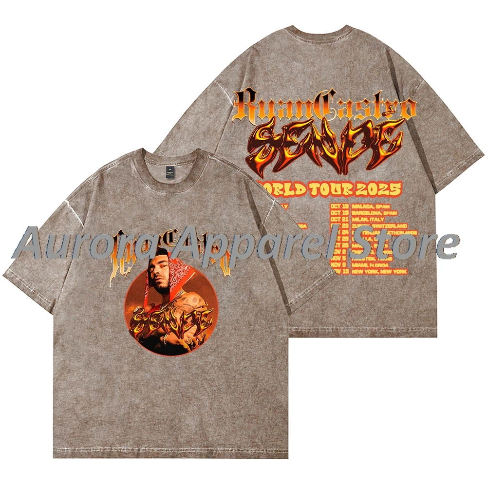 تي شيرت Ryan Castro Sende World Tour 2025 Merch Wash تي شيرت كوسبلاي للنساء والرجال من القطن بأكمام قصيرة