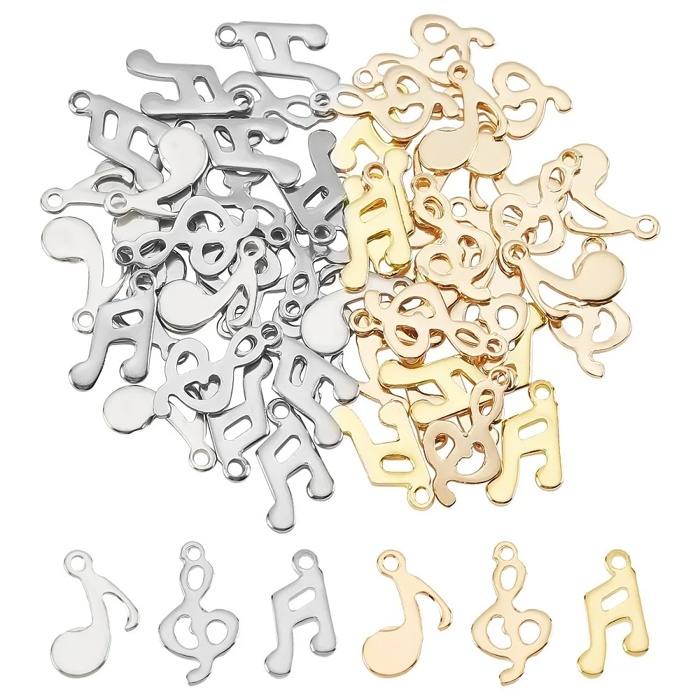 

1box 60pcs 6 style 304 201 Stainless Steel Musical Note en 10pcs/style