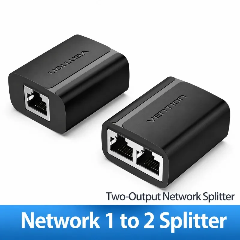 IPT Series 1 To 2 Network Splitter Square PVC Housing RJ45 LAN Ethernet Distributor for Router Surveillance Desktop PC Home
