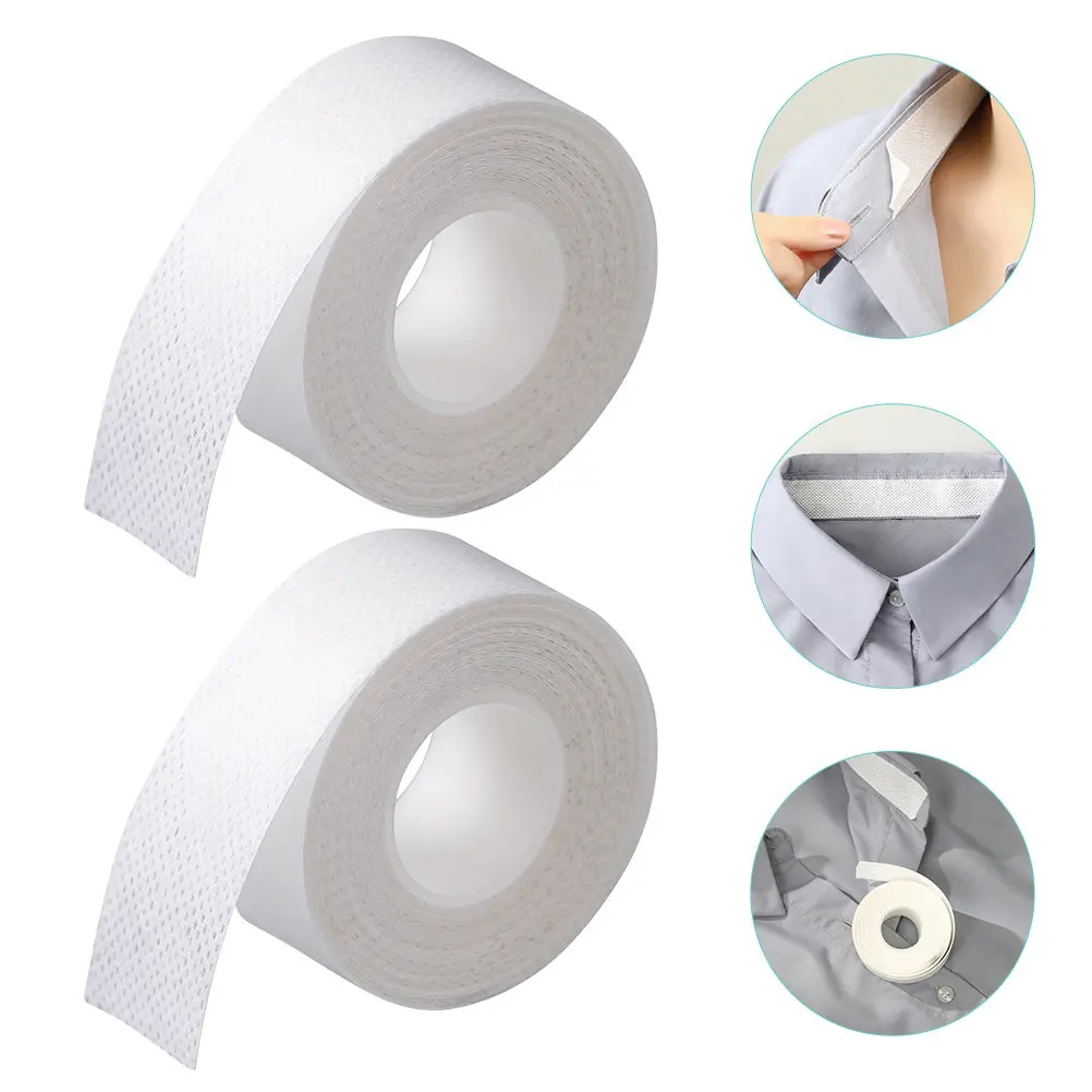 

2 Rolls Sweat Pad Breathable Absorption Liner Skin Friendly Tight Fit No Residue Adhesive for Collar Hat Sleeve Foot Portable