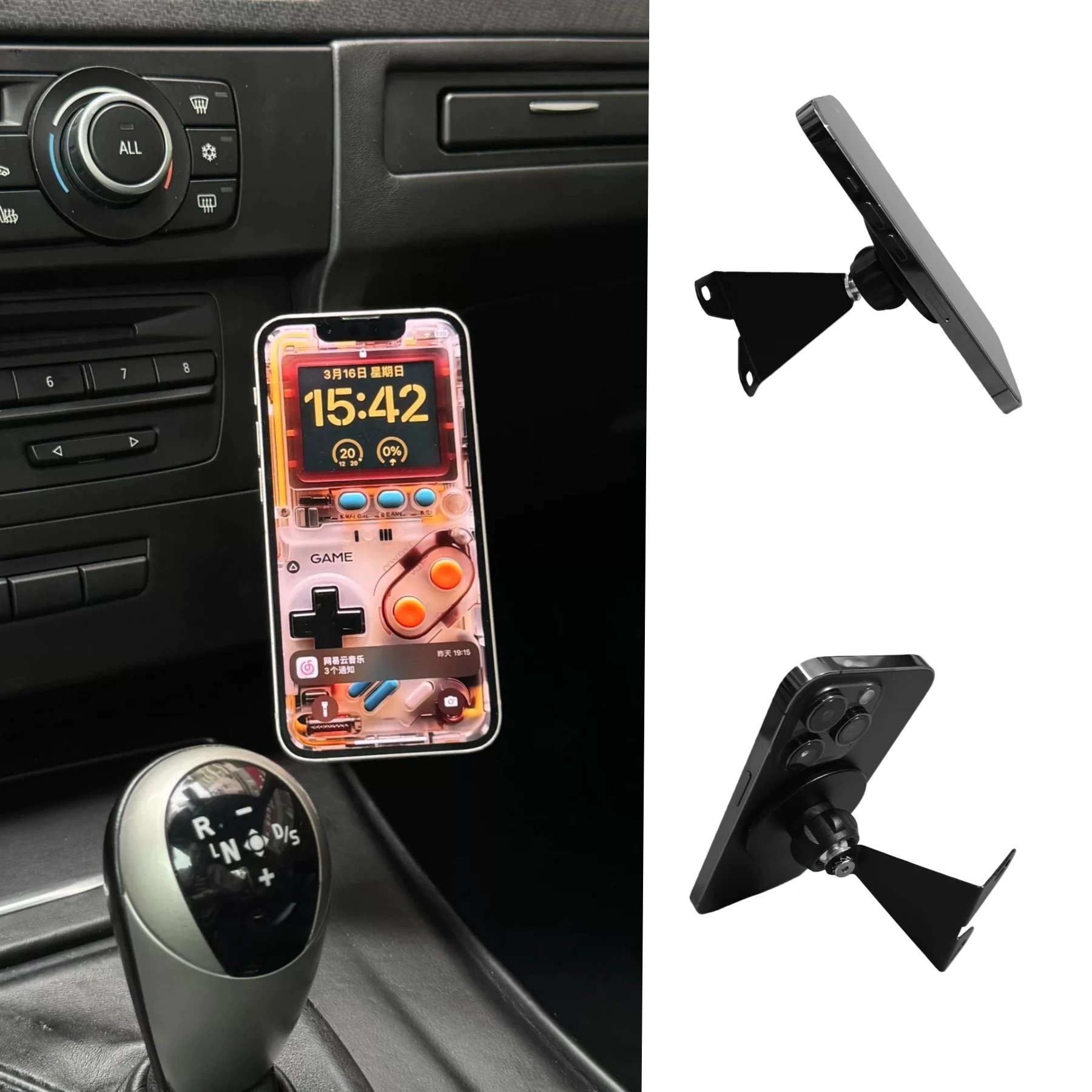 OEM+ Design Magnetic Phone Holder Mount Bracket Kits For BMW 3 Series E90 E92 E93 M3 LHD With iDrive 2006-2012