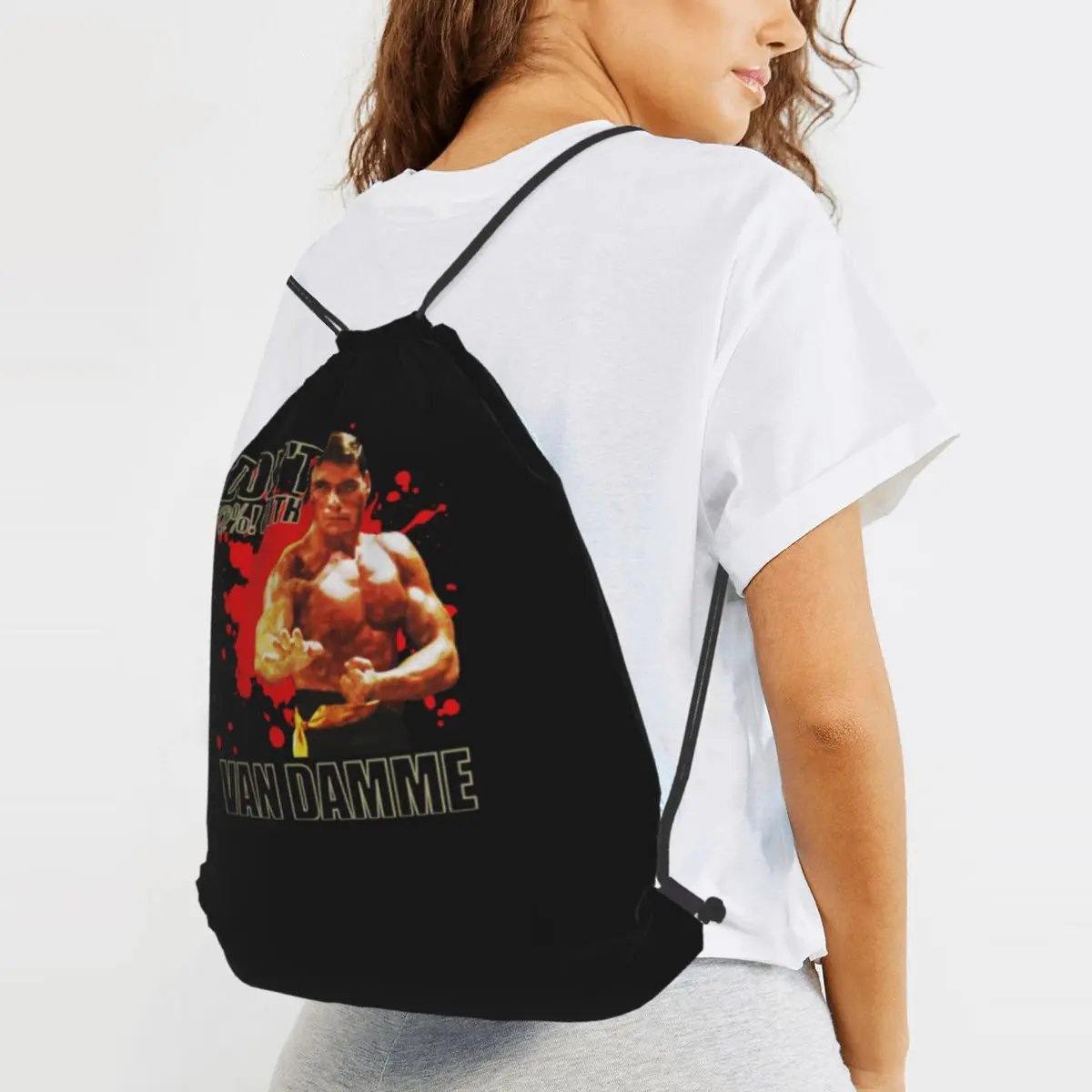 With Jean Claude Van Damme Halloween Backpacks Multi-function Drawstring Bags Storage Bag Book Bags for Travel Students