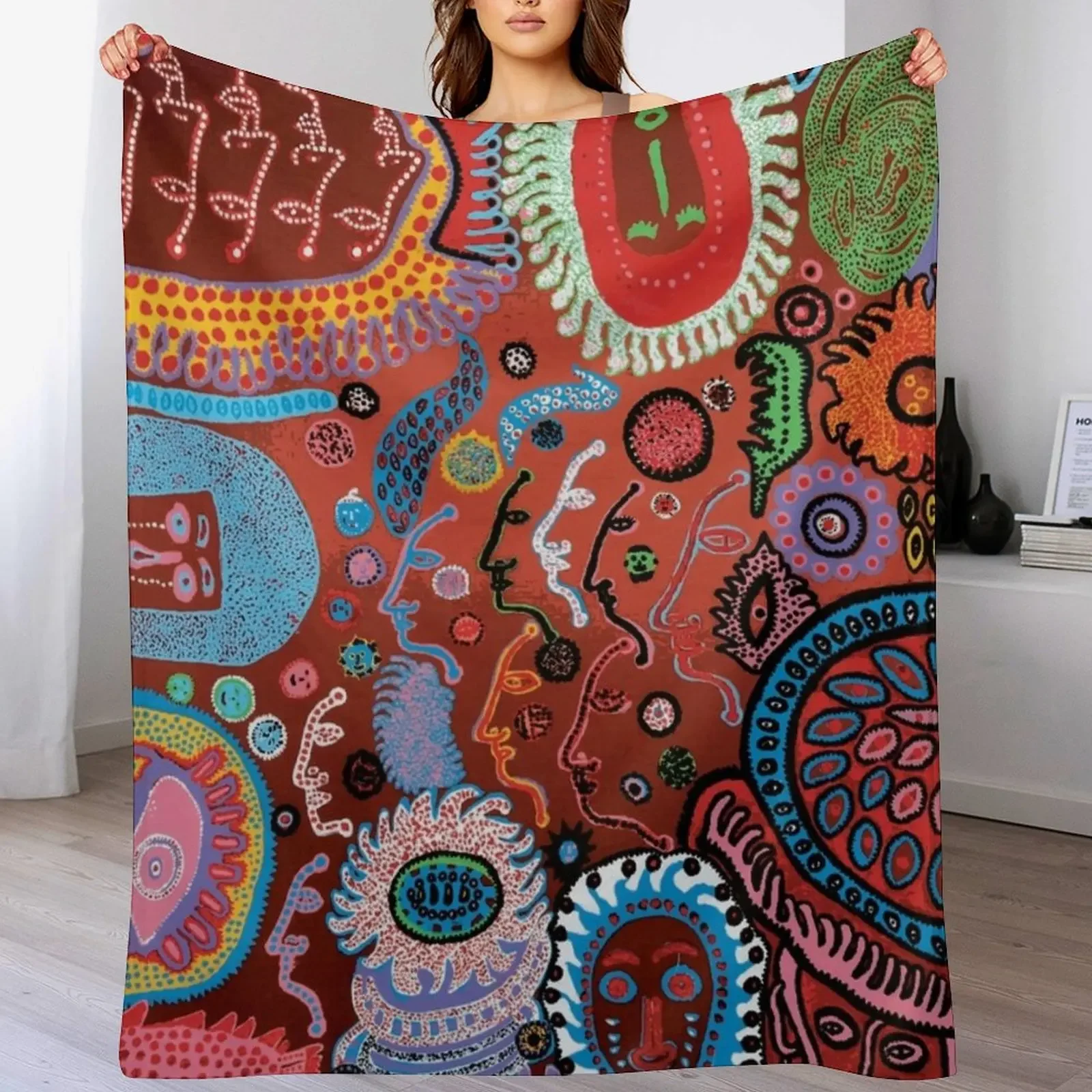 

yayoi kusama fungus Throw Blanket warm winter Bed linens Beach Baby Blankets