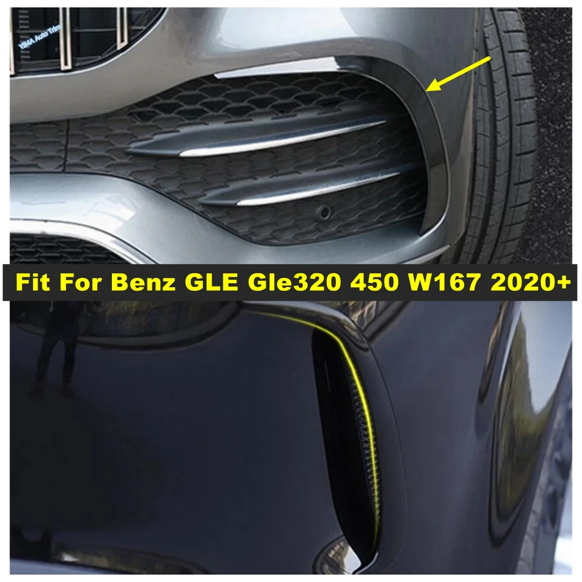 

Auto Front + Rear Fog Lights Lamp Eyelid Eyebrow Stripes Cover Trim Accessories For Mercedes-Benz GLE Gle320 450 W167 2020 2021