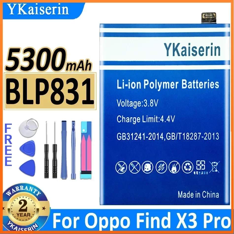 

YKaiserin 5300mAh BLP831 Battery for Oppo Find X3 Pro X3pro CPH2173 PEEM00 Moile Phone Batterie Warranty Free Tools