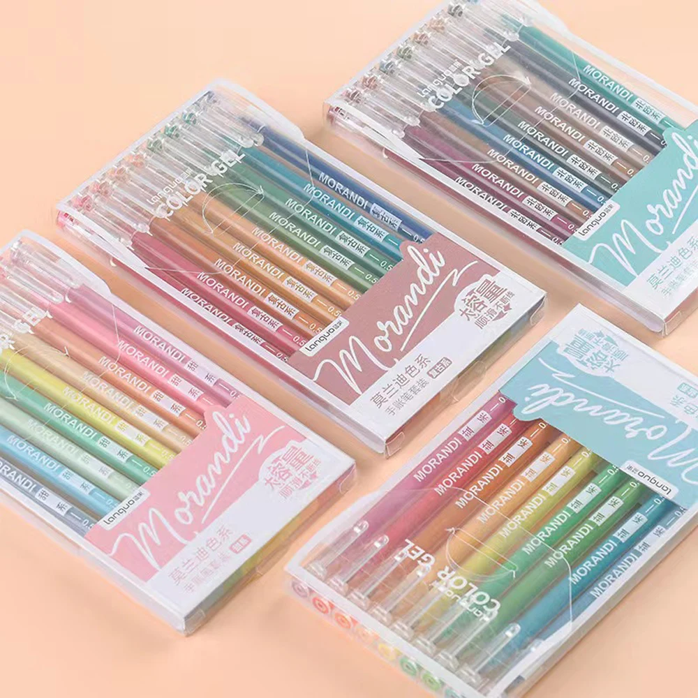 9 Pcs Colored Gel Pens Set Kawaii 9 Colors 0.5mm Ballpoint Pen for Journal Cute School Stationary Supplies