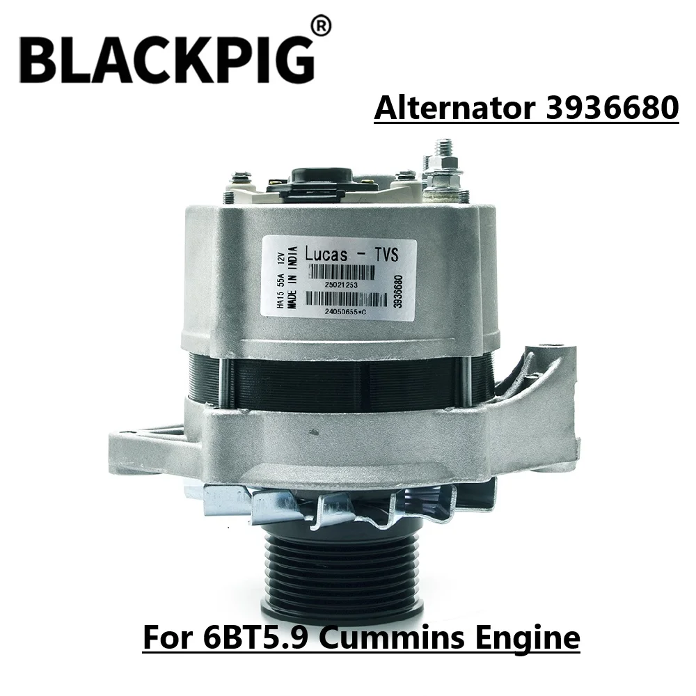 China Made 6BT5.9 Alternator 3936680 12V 55A For Cummins Engine Parts D6BT-C B5.9-C 6BT5.9-C