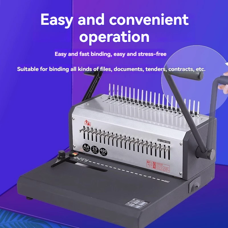 

SD-2501B21 Punching 21 Hole Comb Type Rubber Ring Binding Machine 10 Hole Clamp Edge Pressing Punching Binding Machine