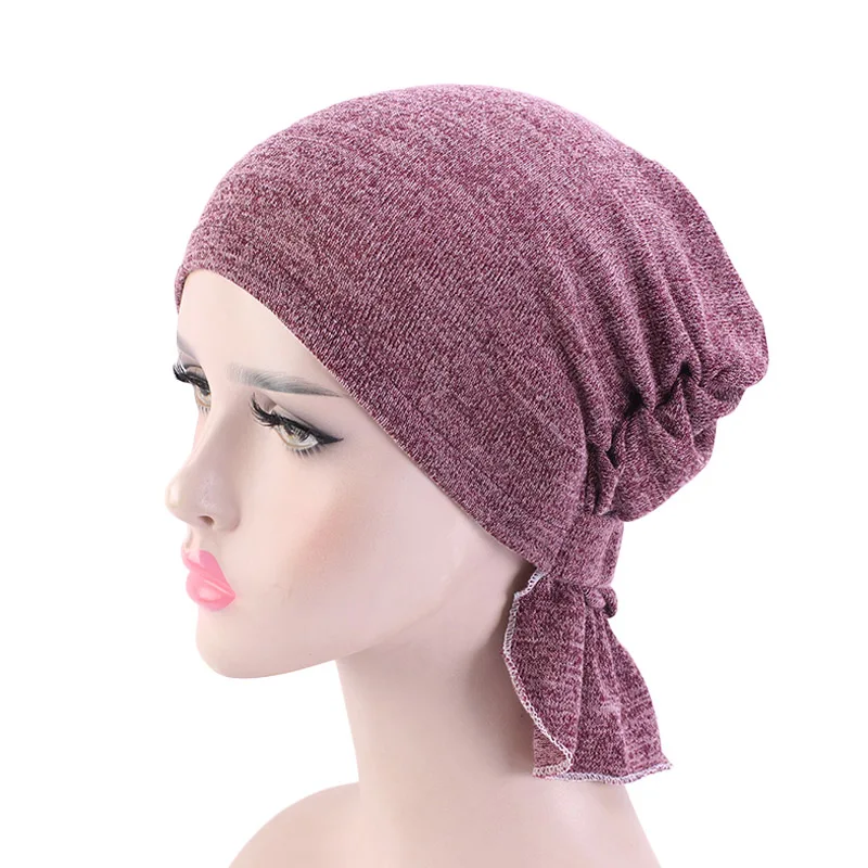 Nowe damskie muzułmańskie turbany Oddychające bandany Chusty na głowę Gotowe turbany Czapki Nakrycia głowy Opaski na głowę Czapki chemo Bonnetki — zdjęcie 5