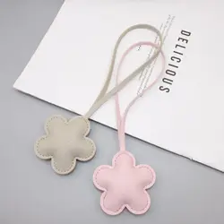 PU Leather Keychain Cartoon Flower Fashion PU Leather Hanger 13 Colors Car Keyring Bag Pendant for Women