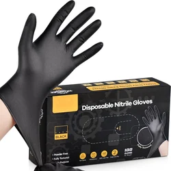 Black Nitrile Gloves 20/50/100PCS Disposable Latex Free Industrial Grade Gloves Large Textured Hair Dye Mechanic Tattoo Gloves