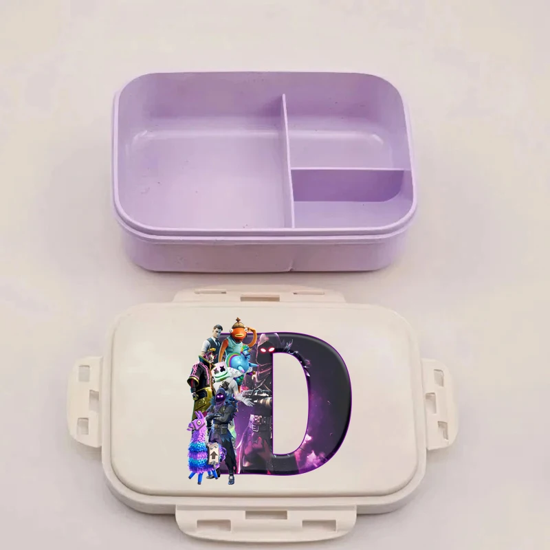 Fiambrera Fortnites Bento, contenedores de almacenamiento de alimentos nocturnos de fortaleza de Anime, A-Z con letras impresas, fiambrera de Picnic para niños, estuches para cena de oficina