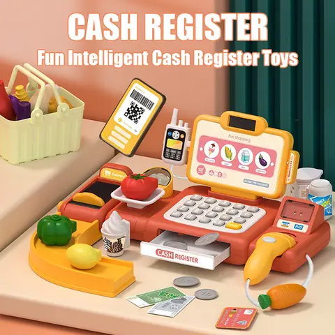 36 adet Çocuklar İçin Komik Süpermarket Kasa Oyuncağı Konuşan Akıllı Tanıma Özellikli Rol Yapma Oyuncakları