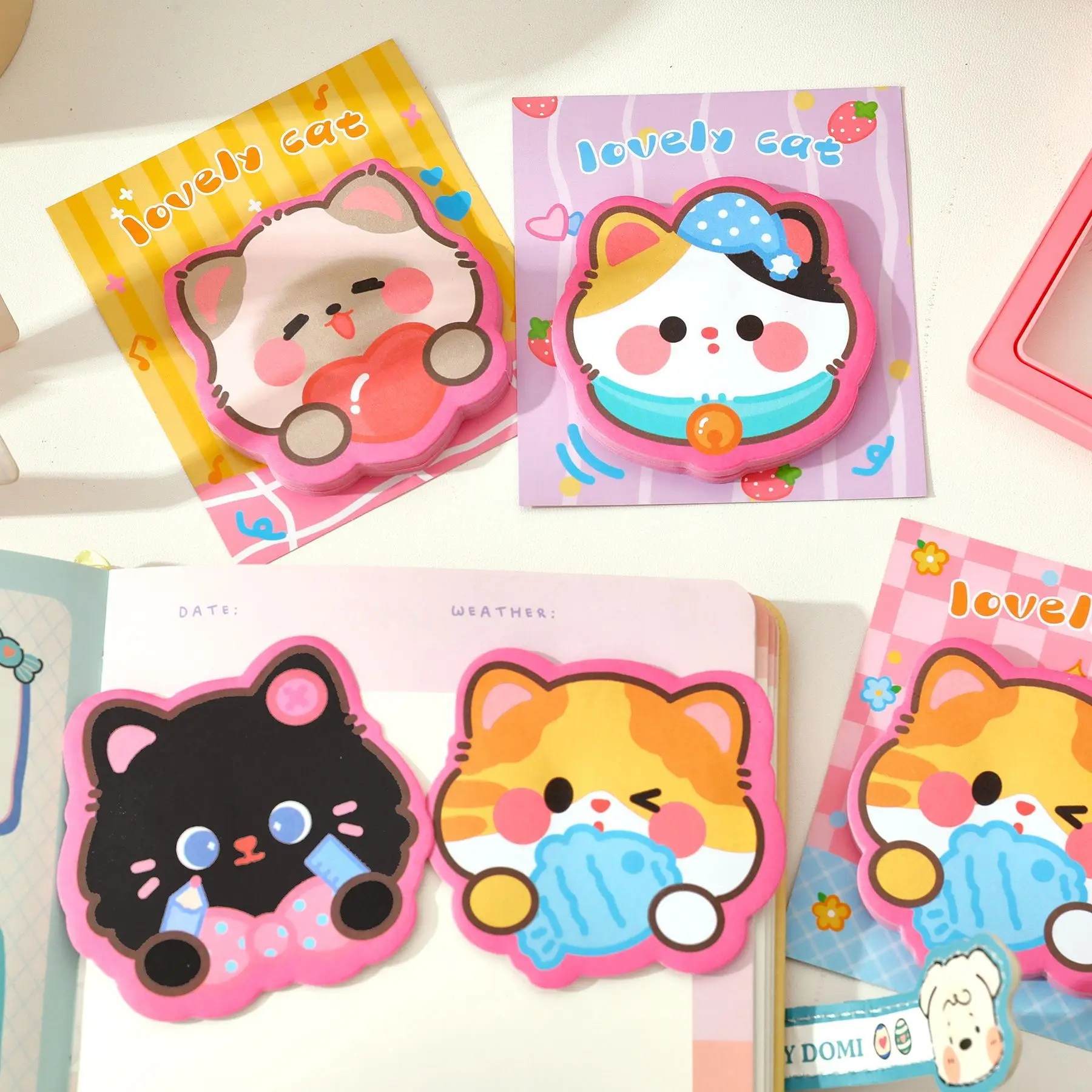 Good looking Cartoon Kitten Special Shaped Sticky Notes for Children Cute Stickers  Cats Learning Stationery Small Gifts  kawaii