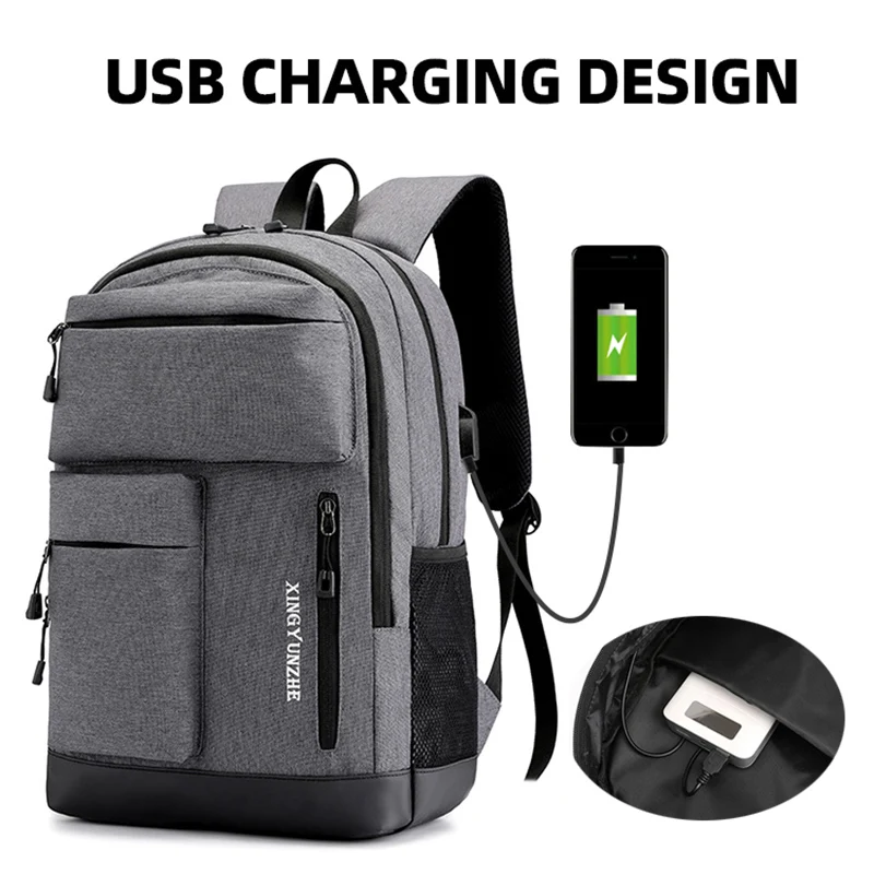Zaino da lavoro maschile con ricarica USB Viaggio Viaggio Lavoro Zaino per laptop Borsa da campeggio per escursionismo all'aperto Zaino per il fine settimana