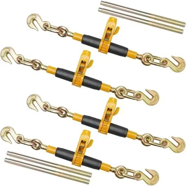 Ratchet Chain Binder, 5/16'-3/8' Heavy Duty Load Binders, with G80 Hooks 7,100 lbs Secure Load Limit