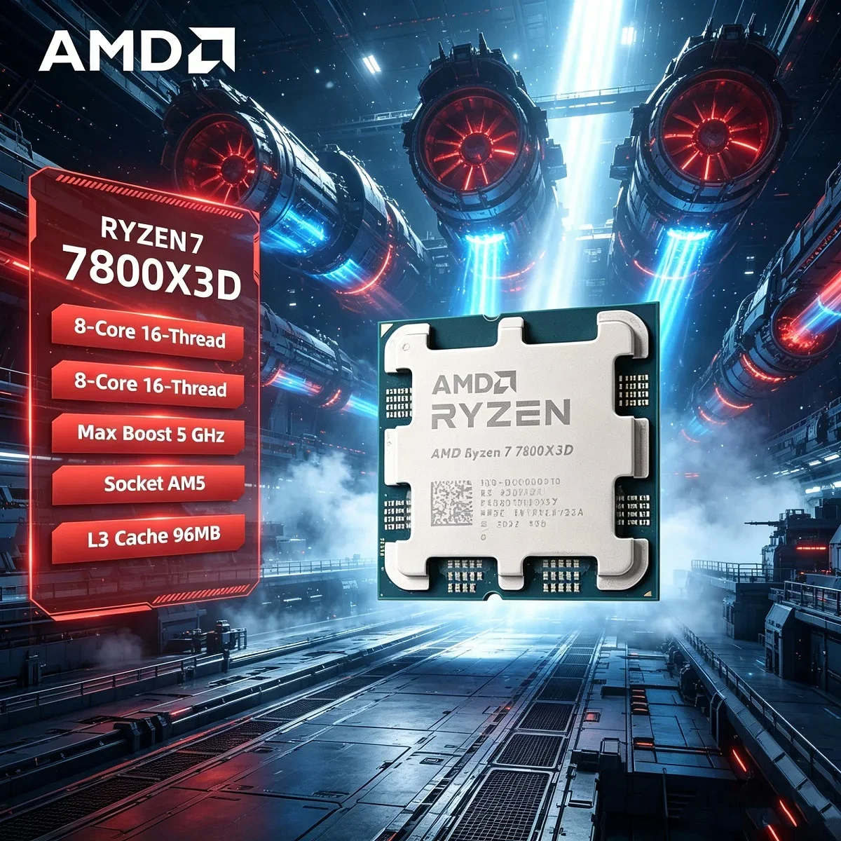 

AMD 8-Core 16-Thread Ryzen 7 7800X3D R7 7800X3D CPU 5GHz Unlocked Desktop Processor Socket AM5 Gaming CPU Without Packag