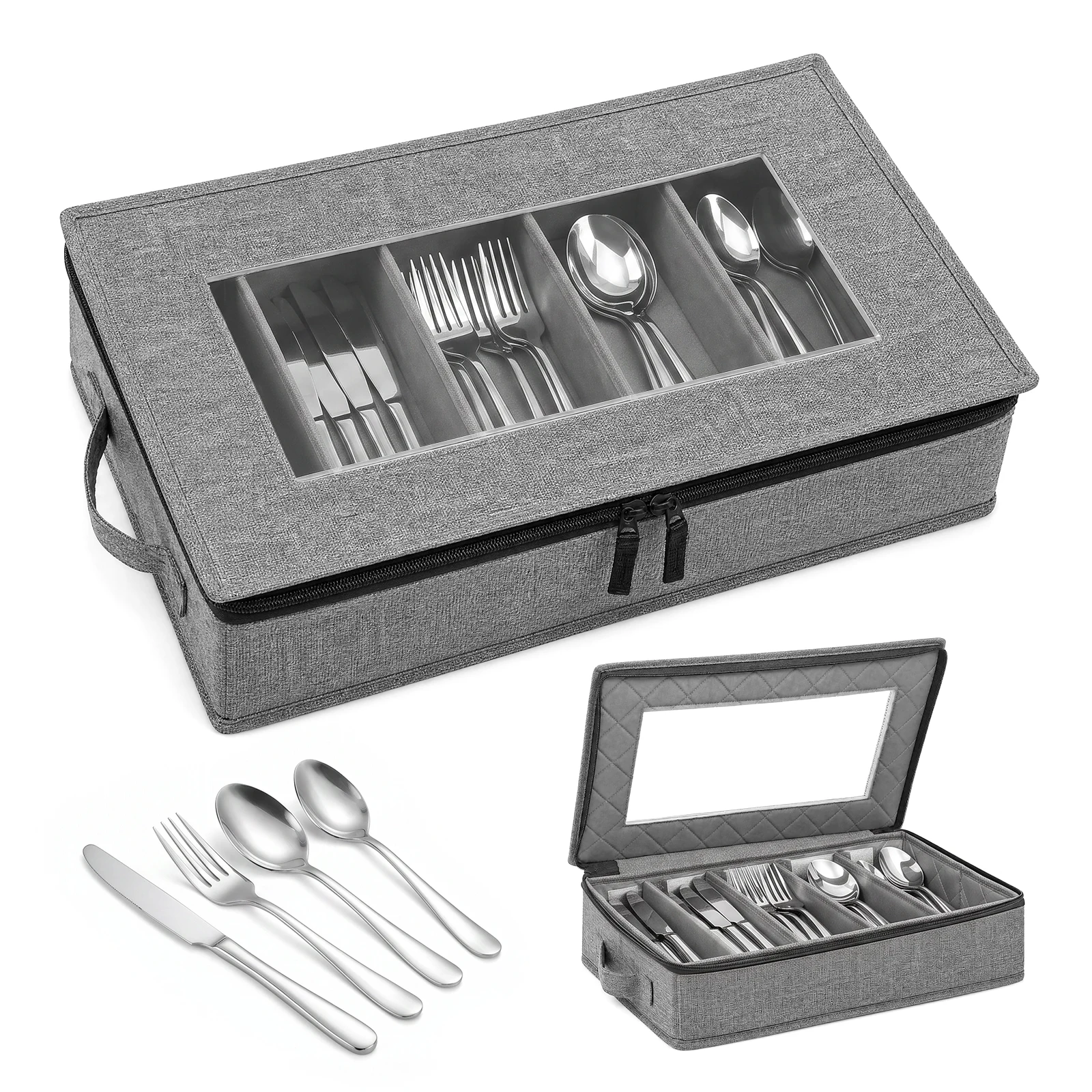Hard Shell Flatware Storage Case Anti Scratch Kitchen Silverware Organizer Cutlery Case Utensil Storage Box