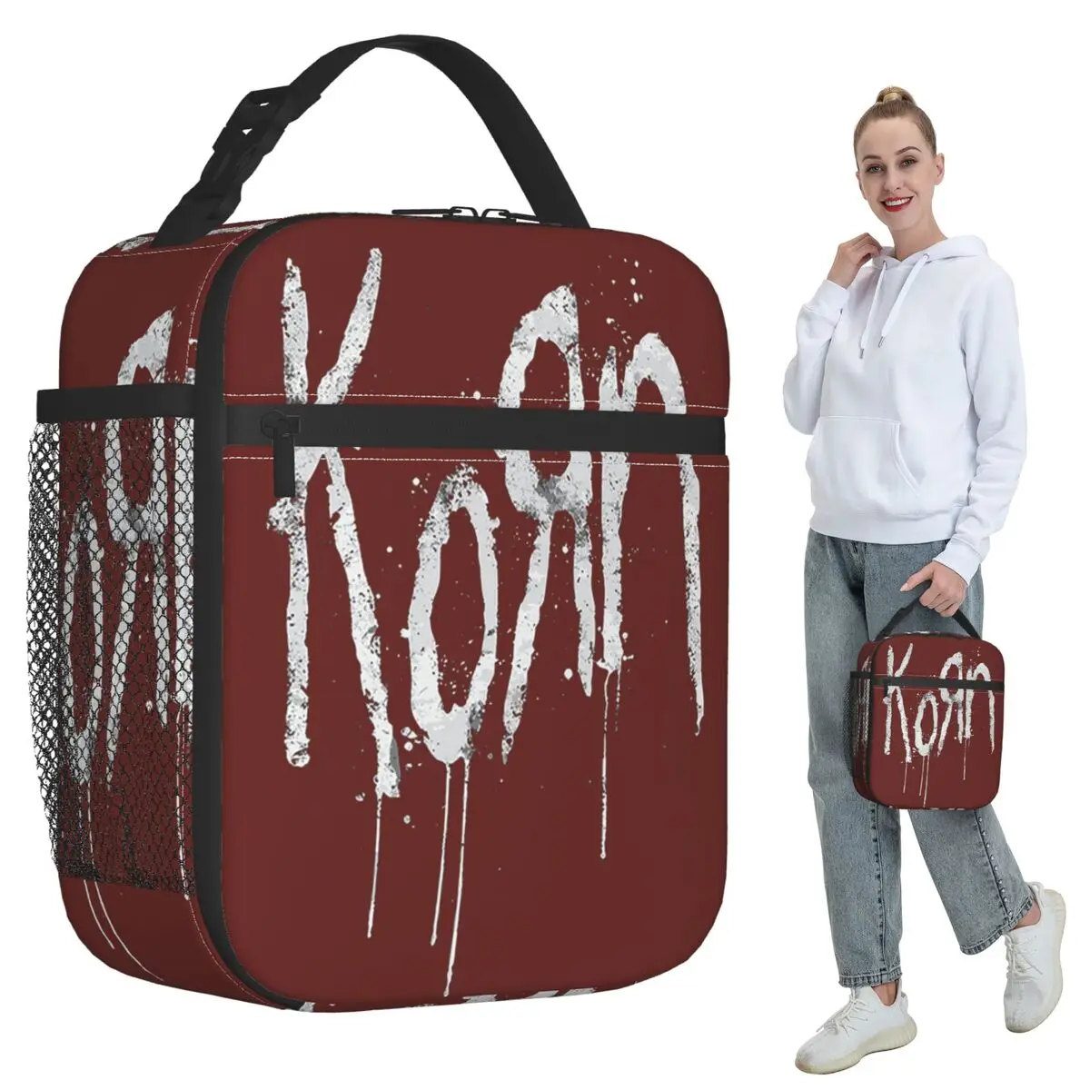 Korn Band Rock Metal Music Insulated Lunch Bag for Women Office Cooler Thermal Food Box Tote Portable Lunch Boxes Container