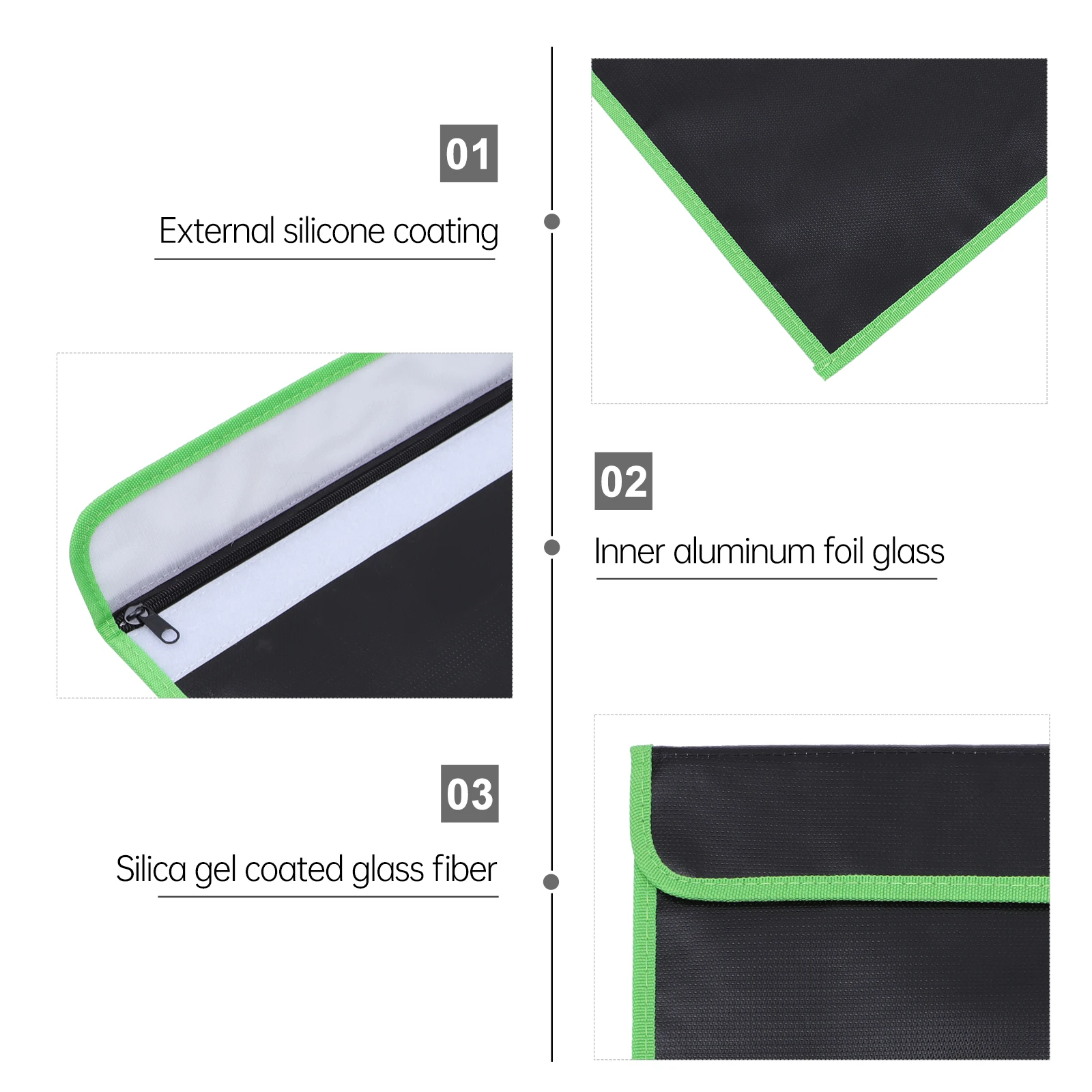 

Fireproof Waterproof Document Bag Large Capacity File Folder Home Office Portable Protection Case for Passports Cash Letters