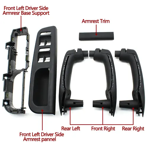 Imagen 2 del producto LHD Interior del coche delantero trasero izquierdo derecho tirador de puerta manija de agarre reemplazo del reposabrazos de la puerta para VW Bora Golf 4 MK4 Jetta 1999-2004