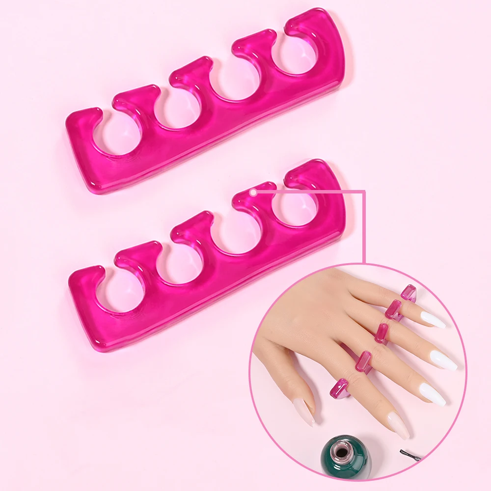 2 Stücke Weiche Silikon Nagel Zehenspreizer 5-Farben 2,6*9,2 cm Maniküre Pediküre Fußstütze Flexible Finger Toetip Separate Nägel Werkzeug