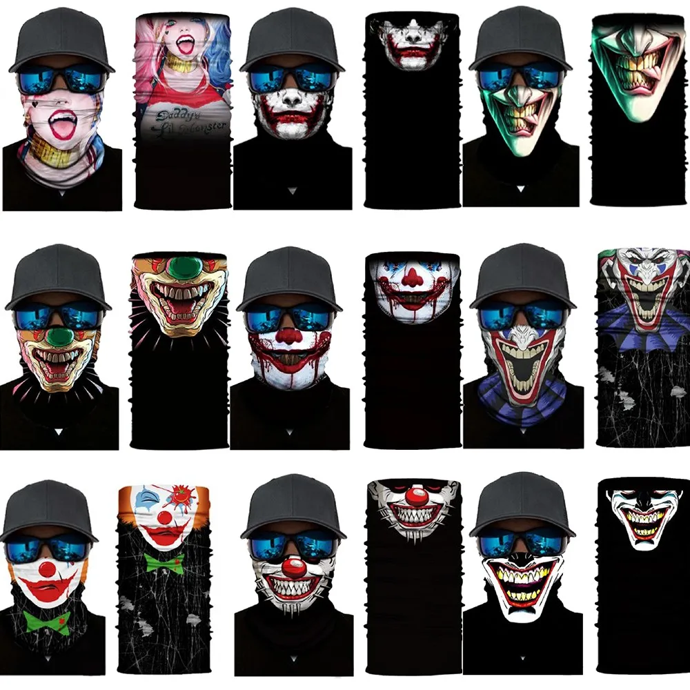 New Design 3D Joker Printed Tubu Mask Anti UV Dustproof Bandana Head Scarf Sport Headband Wristband