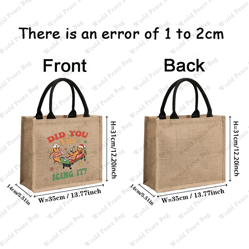 1 pc Did You Try Icing It Funny Cookies Xmas Pattern Shopping Large Personalized Canvas Beach Bag Monogram Gift Bag for Women