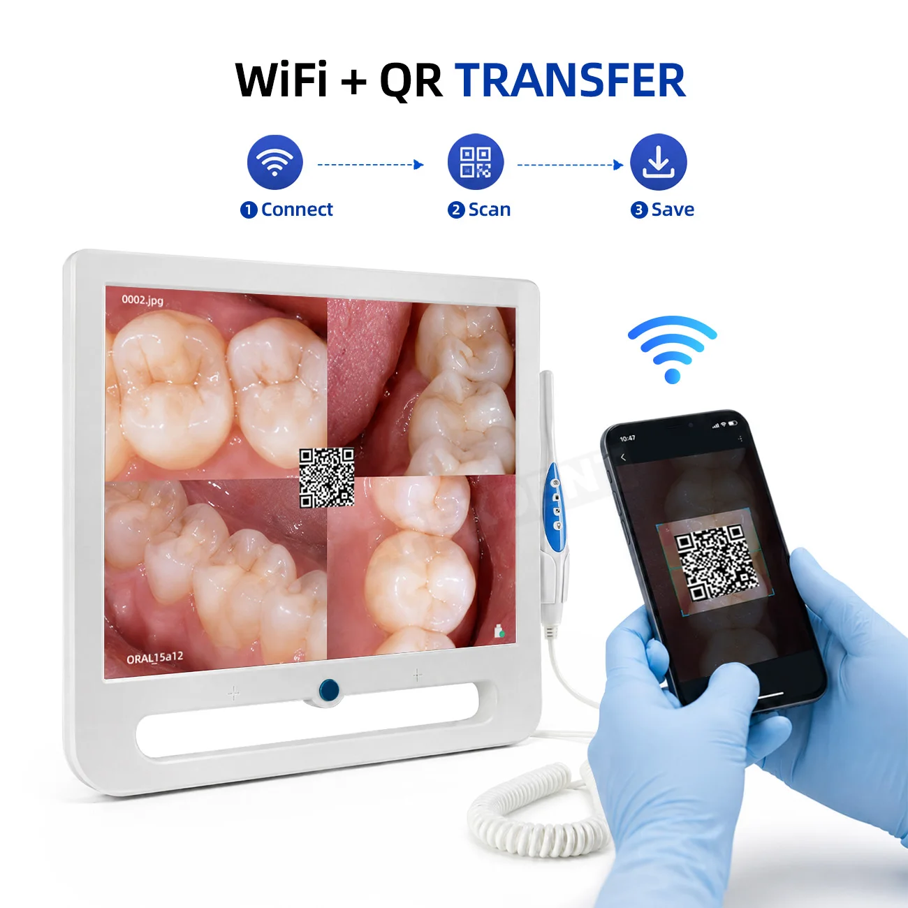 APEXDENT Dental Intraoraler Camear 17 Inch LCD Monitor 4 LED WiFi Digital Oral Endoscope Dentistry Observation Instrument