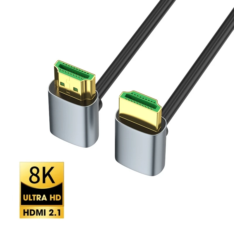 Cabo 8k hdmi v2.1, ângulo de 90 graus para cima/para baixo/esquerda/direita od4.0, cabo ultrafino 48gbps erc hdcp 3d hdr para laptop, projetor, caixa de tv