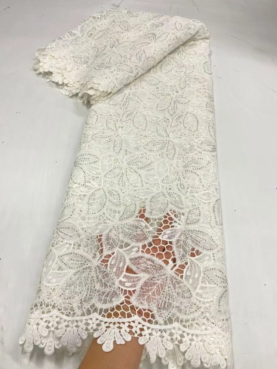 

Высококачественная хлопковая ткань с пайетками и вышивкой, кружево, фатин для свадебных и праздничных платьев, шифон, 5 ярдов, JL556, 2026, Африка, Нигерия