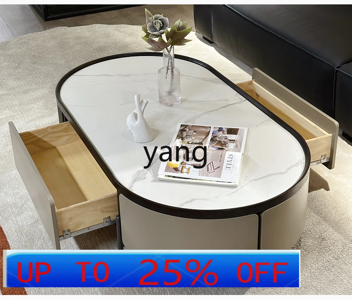 

LMMoval coffee table living room home rock slab coffee table TV cabinet combination modern simple high-end coffee table