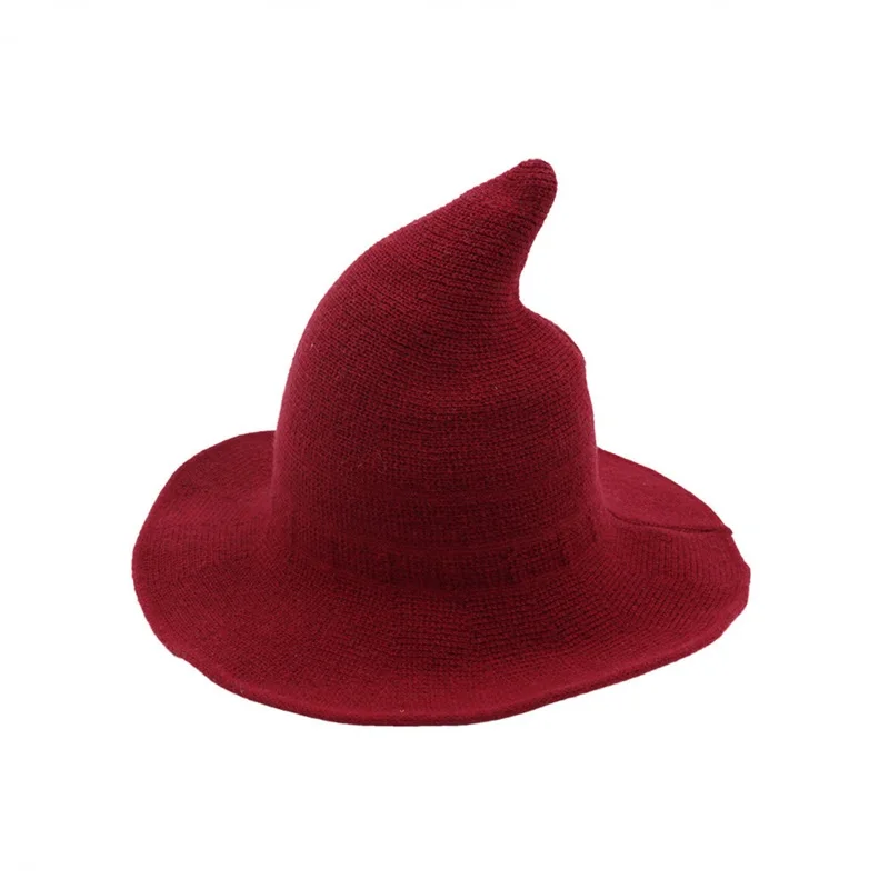 

Xkwyshop Sombrero de bruja de Хэллоуин для женщин и женщин, plegable de ala ancha de lana de punto para fiesta de Хэллоуин