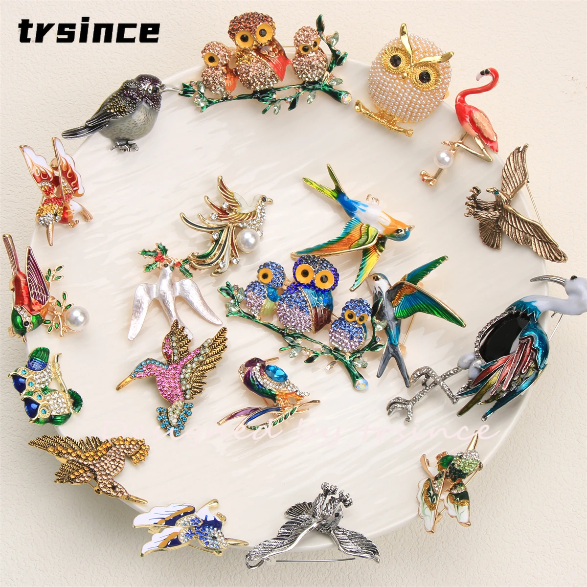 Broche de Lujo con Forma de Pájaro, Búho o Flamenco para Mujer, Pin de Animal con Pedrería, Corsage para Ropa, Joyería Encantadora, Accesorio Vintage para Fiesta