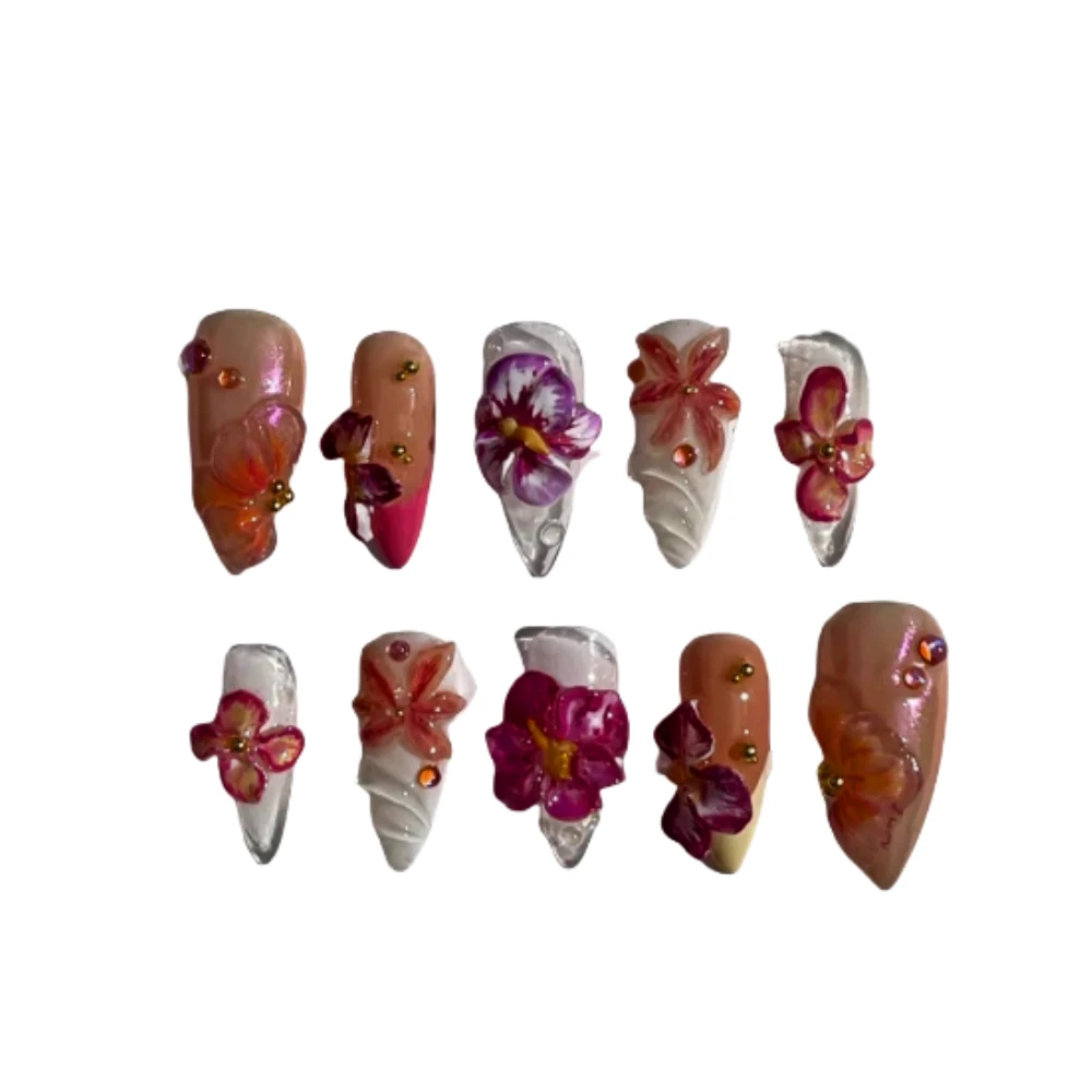 10 pezzi Manicure fatta a mano unghie finte di mandorle medie nuovo Cute Ballet Limited Nails Press On Nails Design con Set di lime per unghie